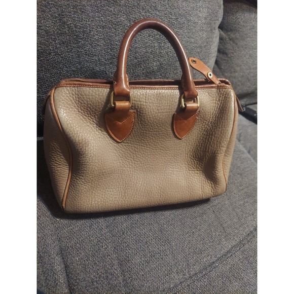 Vintage Dooney & Bourke Leather Satchel Bag Taupe Shoulder Purse No Charm - Picture 5 of 11